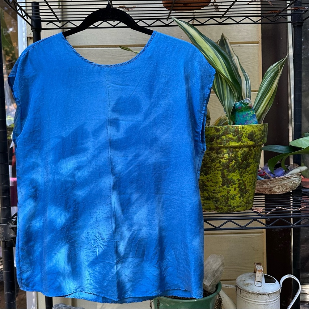 JORDAN Vintage 100% Silk Women's Vibrant Blue Blouse Size 6